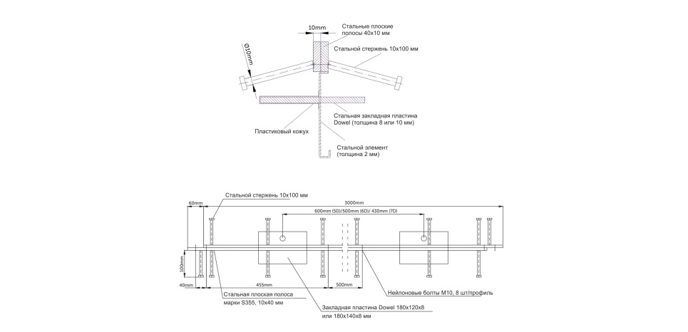 Схема монтажа Conecto Dowel 10NA40-5D-h-125